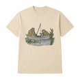 thumbnail image 1 of Retro Frog Graphic T-Shirt, Reading and Fishing Nature Tee, Unisex Classic Fit, 1 of 9