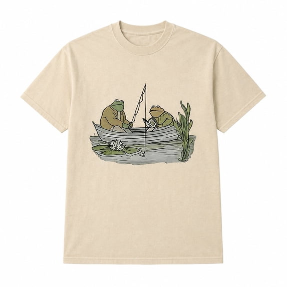Retro Frog Graphic T-Shirt, Reading and Fishing Nature Tee, Unisex Classic Fit