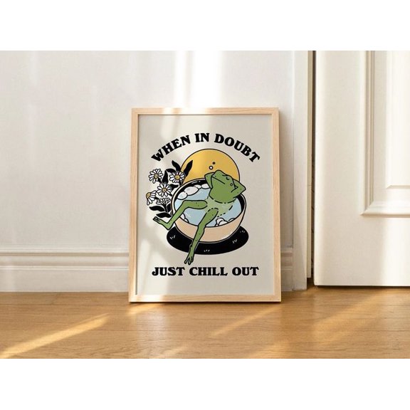 Retro Frog Wall Print, Carefree Frog Poster, Size 24''x36''-Gategoo