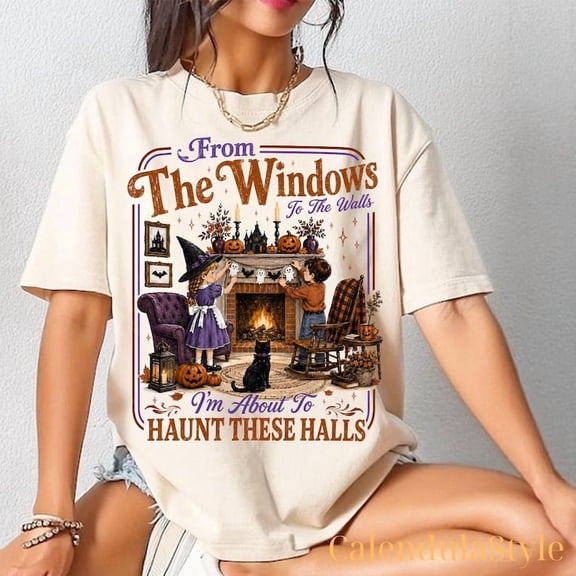 Retro From The Windows To The Walls I'm About To Deck These Halls Shirt, Halloween Haunted Halls Tshirt, Spooky Season, Trick Or Treat Tee