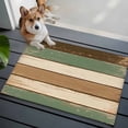thumbnail image 1 of Retro Front Door Rugs 2x3 ft Brown Green Stripe Antique Wood Background Small Rug for Entryway Non Slip Washable Bathroom Door Mat Absorbent Floor Mat for Indoor Entrance, 1 of 9