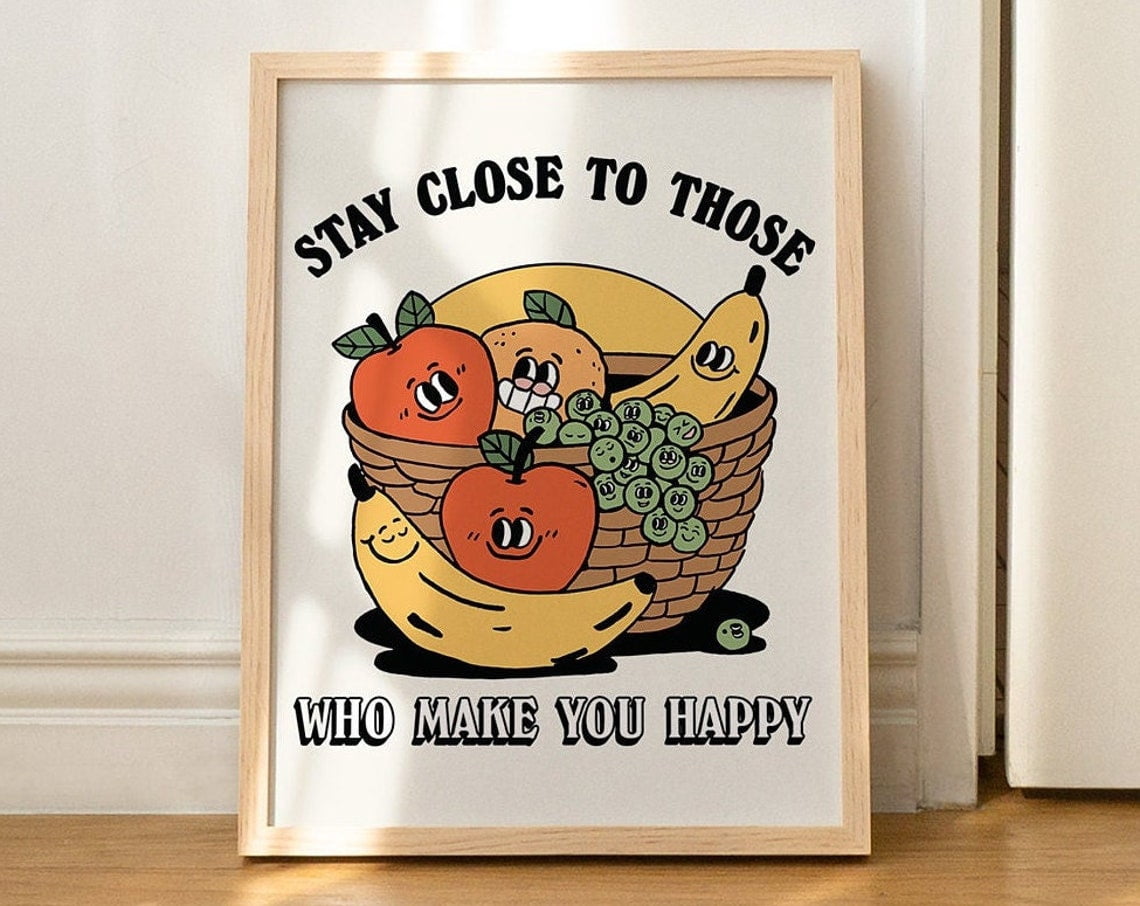 Photo inspiration: Retro Fruit Poster Handmade Wall Decor Kitchen Wall Art Mid Photo Inspiration