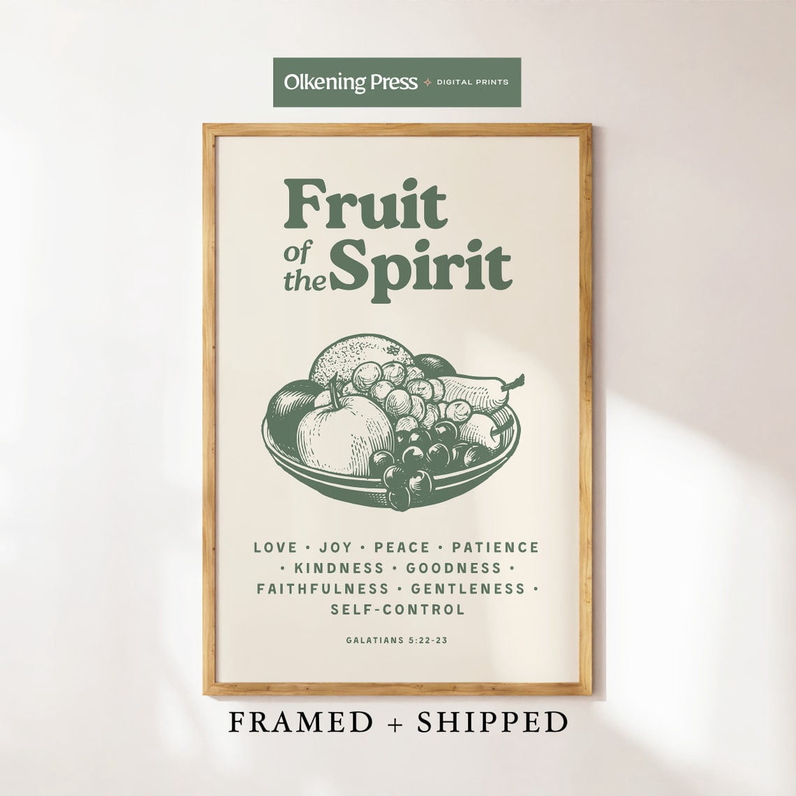 Retro Fruit Of The Spirit Wall Art Framed & Shipped Bible Verse Wall ...