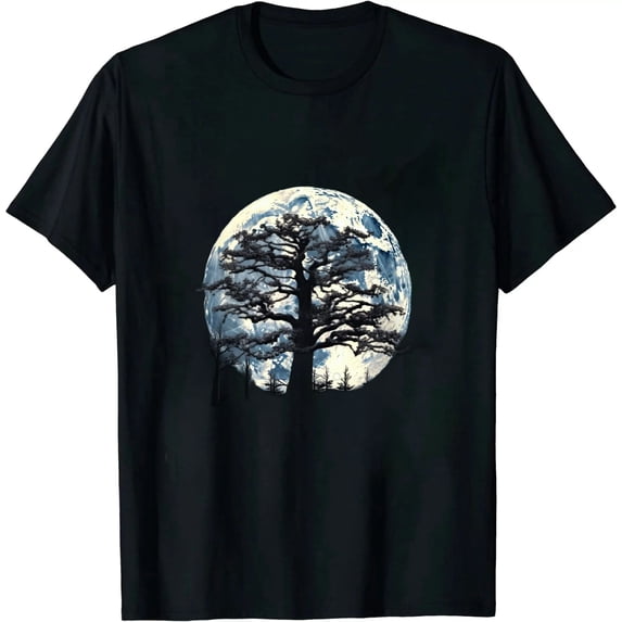 Retro Full Moon & Minimalist Creepy Tree Vintage Graphic T-Shirt