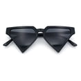 thumbnail image 1 of Retro Fun Flat Top High Temple Triangle Thin Plastic Horn Rim Sunglasses All Black, 1 of 8