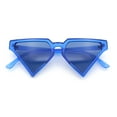 thumbnail image 1 of Retro Fun Flat Top High Temple Triangle Thin Plastic Horn Rim Sunglasses All Blue, 1 of 8