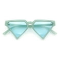 thumbnail image 1 of Retro Fun Flat Top High Temple Triangle Thin Plastic Horn Rim Sunglasses All Green, 1 of 8
