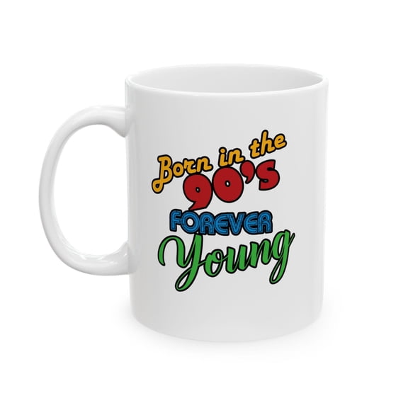 Retro Fun 11 oz Coffee Mug - Colorful Design for 90s Fans White Ceramic Gift