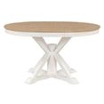 thumbnail image 1 of Retro Functional Extendable Dining Table with a 12" Leaf, Round Dining Table for Dining Room and Living Room (Oak Natural Wood + Off White), 1 of 7