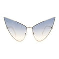thumbnail image 1 of Retro Funky Bohemian Elongated Metal Rim Cat Eye Sunglasses Gold - Navy Brown, 1 of 1