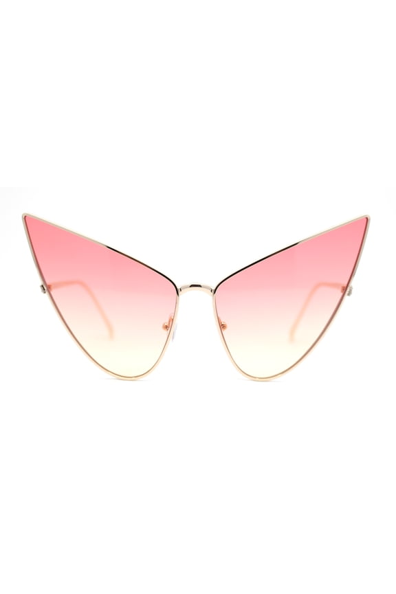 Retro Funky Bohemian Elongated Metal Rim Cat Eye Sunglasses Gold - Red Yellow