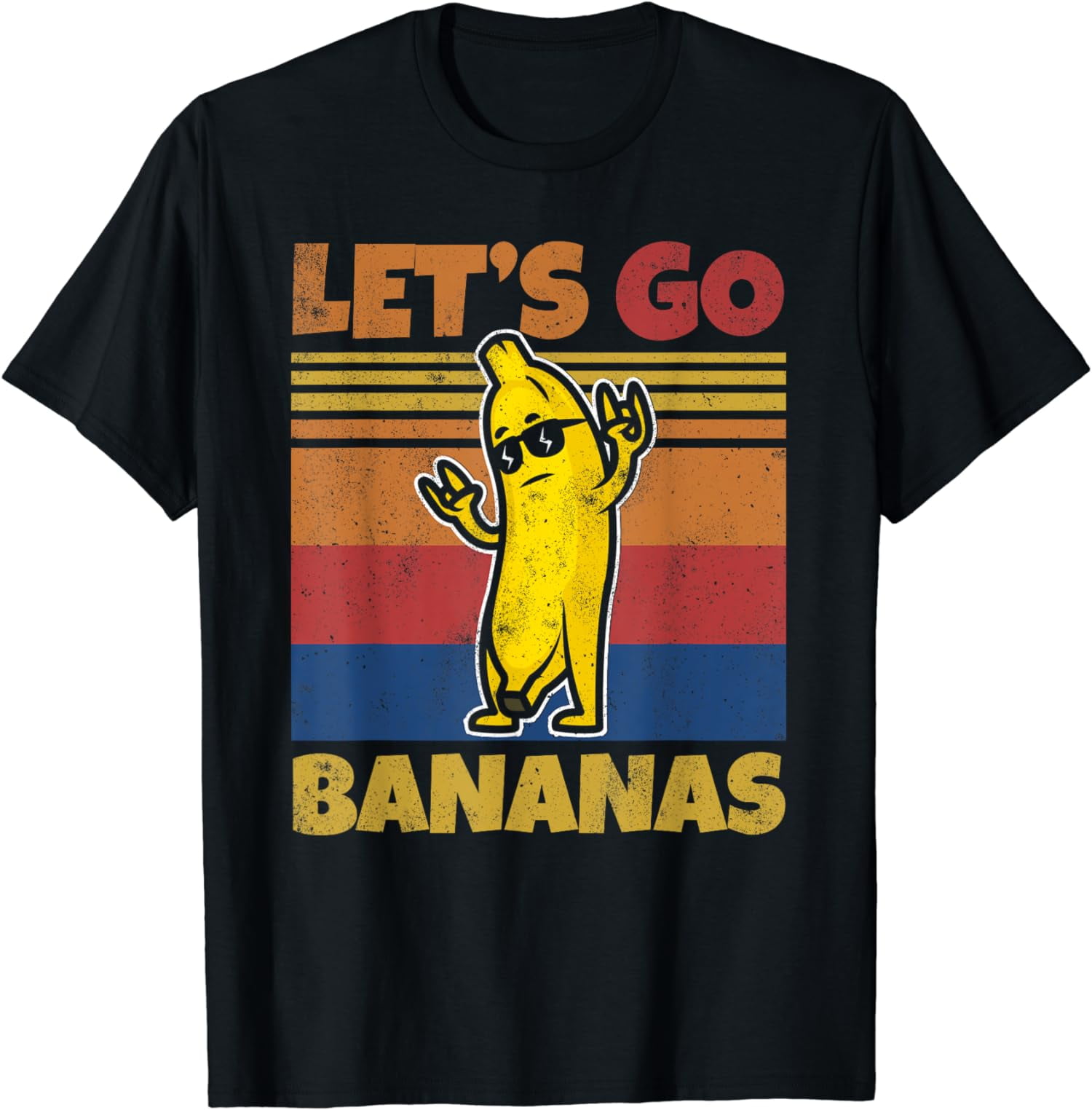 Retro Funny Banana Meme Let Us Go Banana Rocker Bananas T-Shirt ...