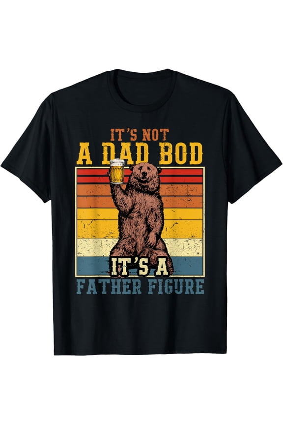 Retro Funny Bear Father Figure Men's Graphic T-Shirt Vintage Sunset Dad Bod Humor Tee