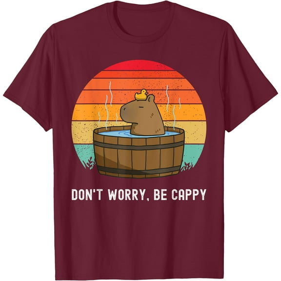 Retro Funny Capybara Don't Worry Be Capy Unisex T-Shirt for Men Women Kids Toddler
