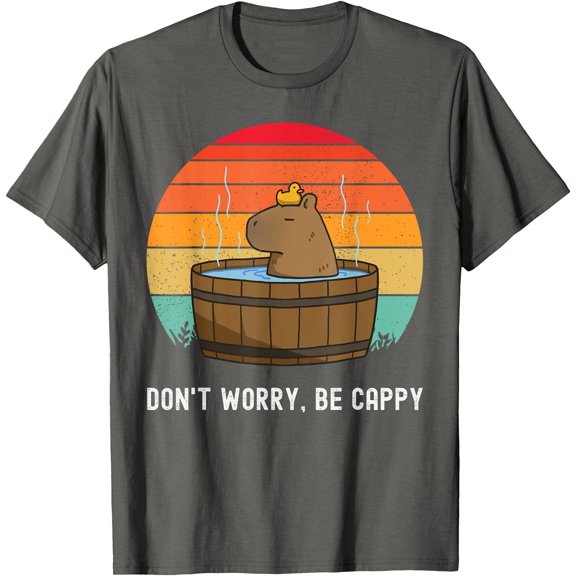 Retro Funny Capybara Don't Worry Be Capy Unisex T-Shirt for Men Women Kids Toddler