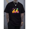 thumbnail image 1 of Retro Funny Dancing Fruits Graphic Tee Cute Tropical Summer Party Music Men's Unisex Black Cotton T-Shirt, 1 of 6