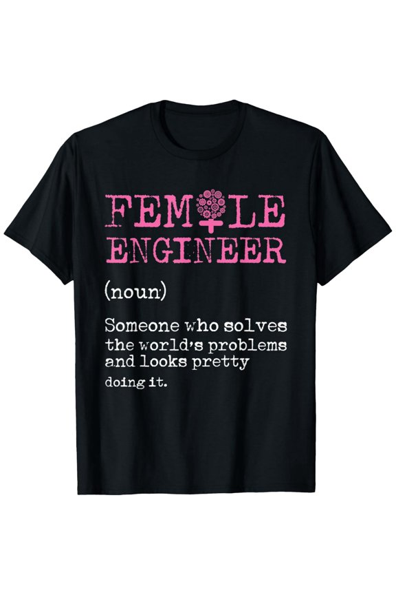 Retro Funny Female Engineer Definition Graphic Tee Women Professional STEM Career Apparel Gift