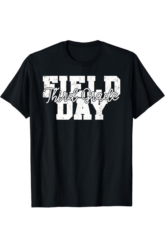 Retro Funny Field Day 2024 Third Grade School Teacher Kids T-Shirt