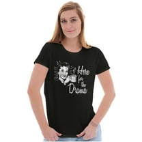 Retro Funny Here for the Drama Joke Womens Slim Fit Graphic Tee Brisco Brands S