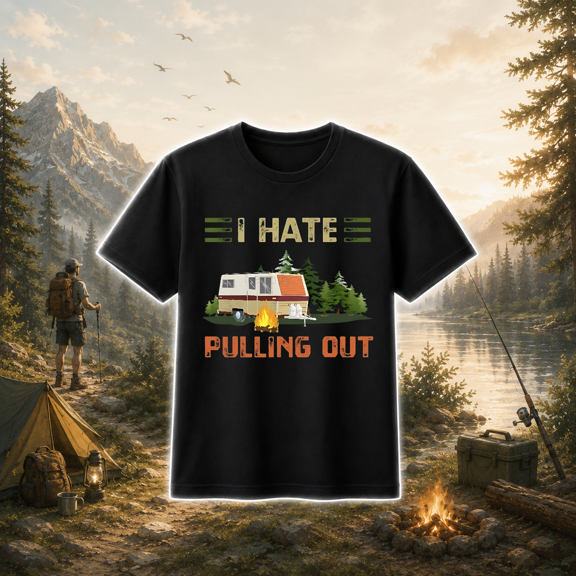 Retro Funny I Hate Pulling Out Vintage Camping Travel Trailer RV Unisex T-Shirt, S-5XL