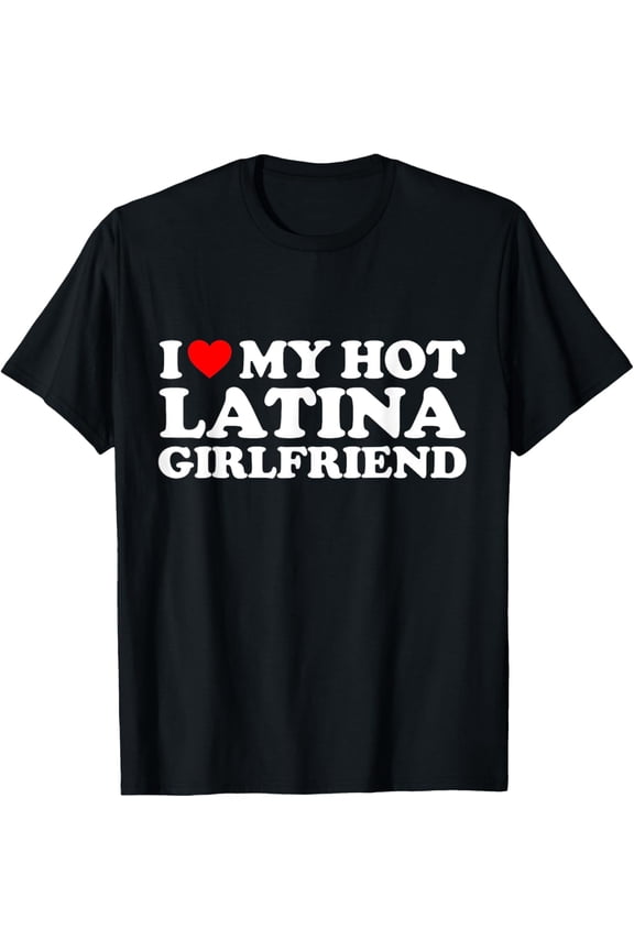 Retro Funny I Heart My Hot Latina Partner Men's Short Sleeve T-Shirt Black Cotton Tee