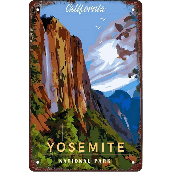 Retro Funny Metal Sign Sheet Signs Tin Sign,YOSEMITE National Park, California ,outdoor Home Wall Decoration, size:8 x 12.
