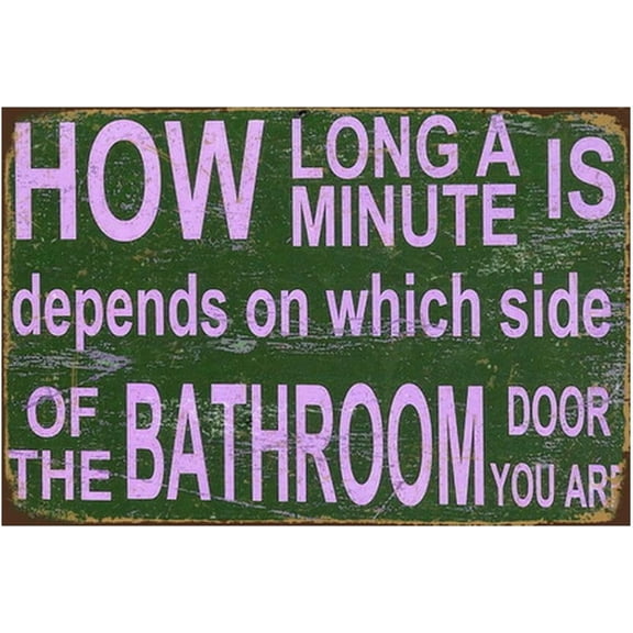 Retro Funny Office Tin Sign Metal Poster Vintage Wall Dcor, How Long a Minute, Humor Art Cute Gifts for Bathroom Toilet Bar Pub Restaurants Cafe Club Plaque 8x12 Inch