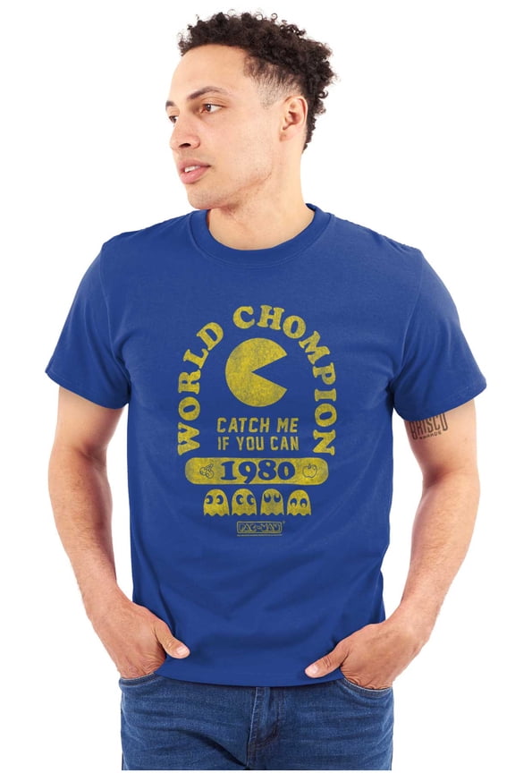 Retro Funny PACMAN World Chompion Unisex Plus Size Graphic Tee Brisco Brands 2X