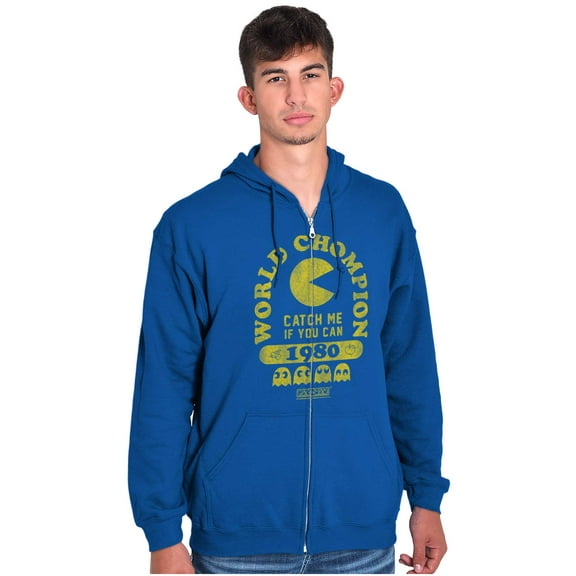 Retro Funny PACMAN World Chompion Unisex Plus Size Zip Hoodie Brisco Brands 4X