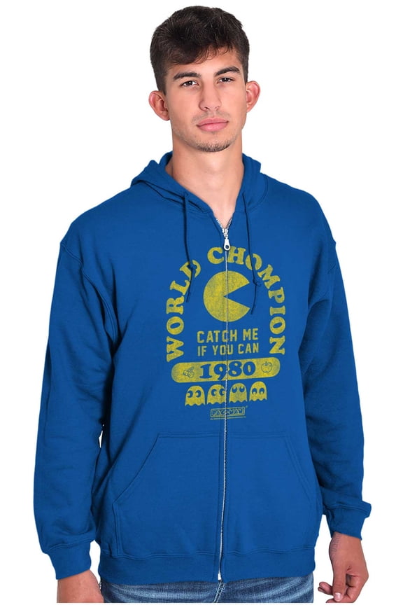 Retro Funny PACMAN World Chompion Unisex Plus Size Zip Hoodie Brisco Brands 5X