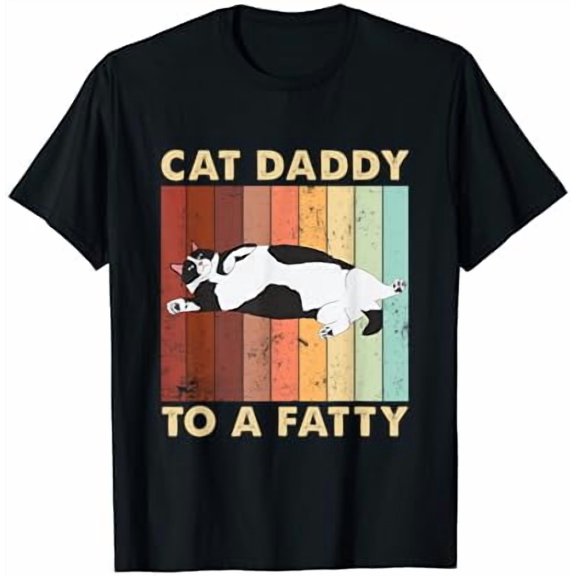 Retro Funny Plump Cat Dad T-Shirt Humorous Pet Lover Gift