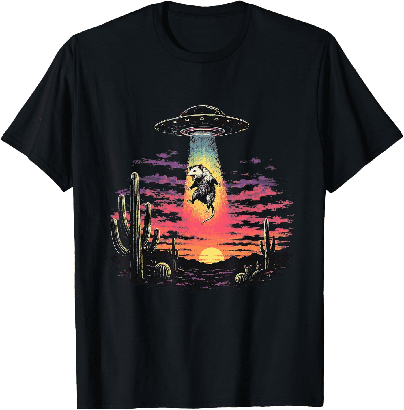 Retro Funny Possum Flying Saucer Alien Abduction T-Shirt - Walmart.com