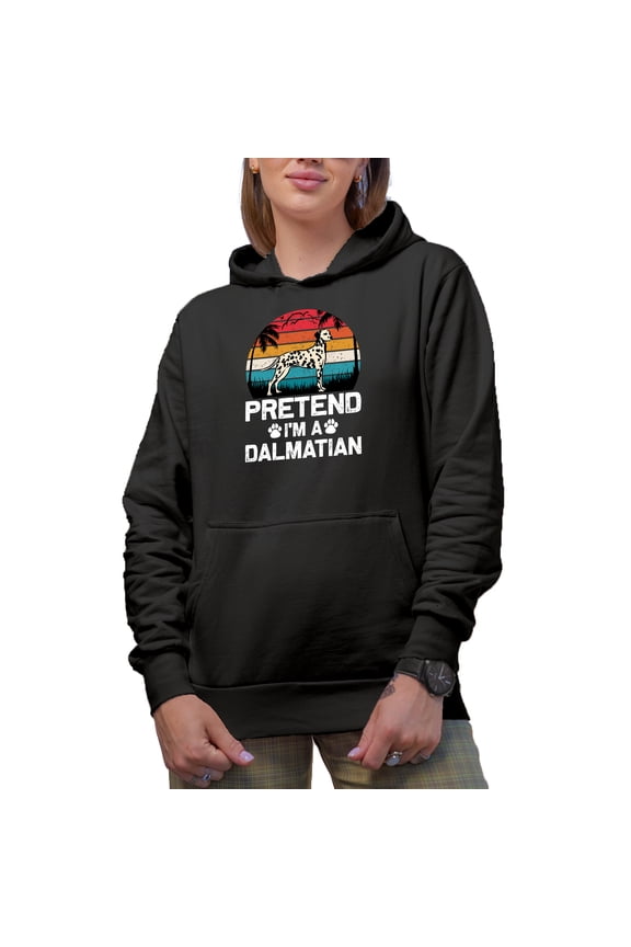 Retro Funny Pretend I'm a Dalmatian - Costume Party Joke, Black Hooded Sweatshirt or Hoodie, Small
