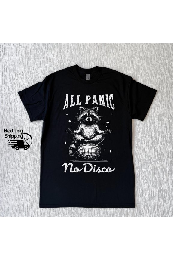 Retro Funny Raccoon All Panic No Disco 90s Shirt, Funny Raccoon T-shirt, Shirt, Retro Dist