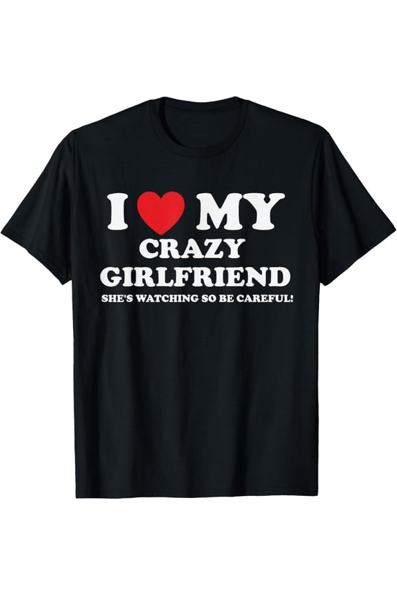 Retro Funny Sarcastic Men's Graphic Tee I Love My Crazy Partner Humorous Slogan Cotton Short Sleeve T-Shirt Novelty Relationship Gift