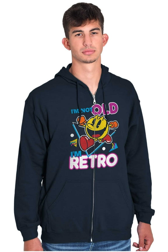 Retro Funny Sarcastic PACMAN Game Unisex Plus Size Zip Hoodie Brisco Brands 2X