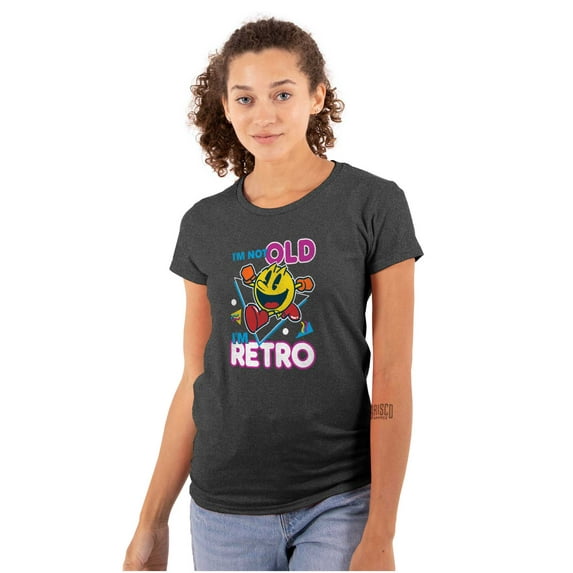 Retro Funny Sarcastic PACMAN Game Women's T Shirt Ladies Tee Brisco Brands S
