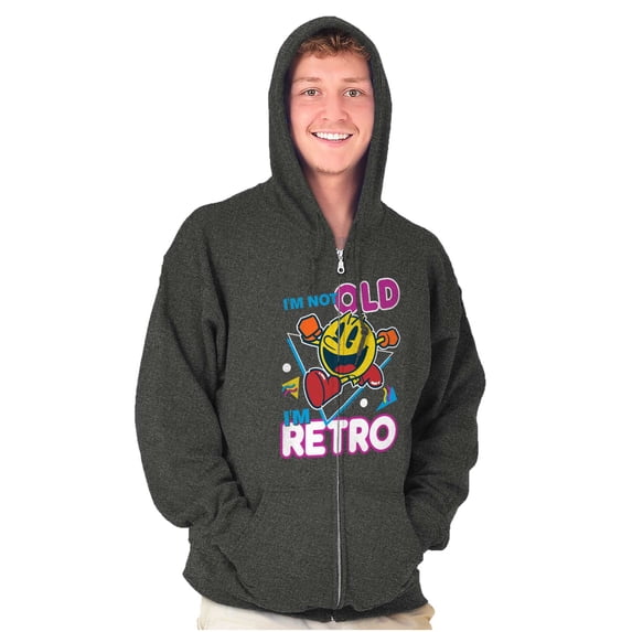 Retro Funny Sarcastic PACMAN Game Zip Up Hoodie Men's Women's Brisco Brands S