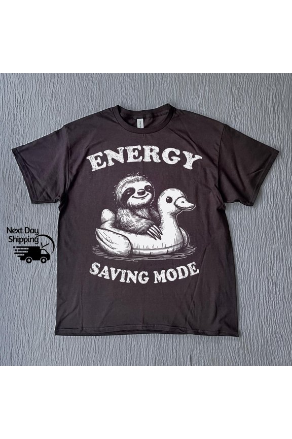 Retro Funny Sloth Energy Saving Mode 90s Shirt, Funny Sloth Tee, Shirt, Retro Distressed S