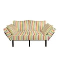 thumbnail image 1 of Retro Futon Couch, Colorful Triangles Sharp Edged Geometric Shapes in Horizontal Line, Daybed with Metal Frame Upholstered Sofa for Living Dorm, Loveseat, Dark Coral Pale Green, by Ambesonne, 1 of 4