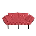 thumbnail image 1 of Retro Futon Couch, Vintage Polka Dots Big Plain Circular Round Forms Nostalgic Girlish Art Design, Daybed with Metal Frame Upholstered Sofa for Living Dorm, Loveseat, Red, by Ambesonne, 1 of 4