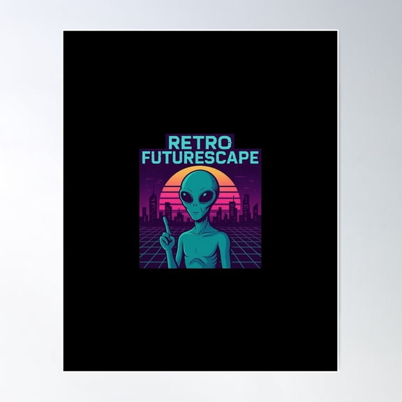 Retro Futurescape Alien Vaporwave Tee Synthwave Et Skyline Poster Wall Art Modern Wall Decor For Living Room Bedroom Art