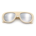 thumbnail image 1 of Retro Futurism Bold Flat Top Thick Plastic Racer Fashion Sunglasses [Ivory - Silver Mirror], 1 of 7