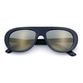 thumbnail image 1 of Retro Futurism Bold Flat Top Thick Plastic Racer Fashion Sunglasses [Navy - Gold Mirror], 1 of 7