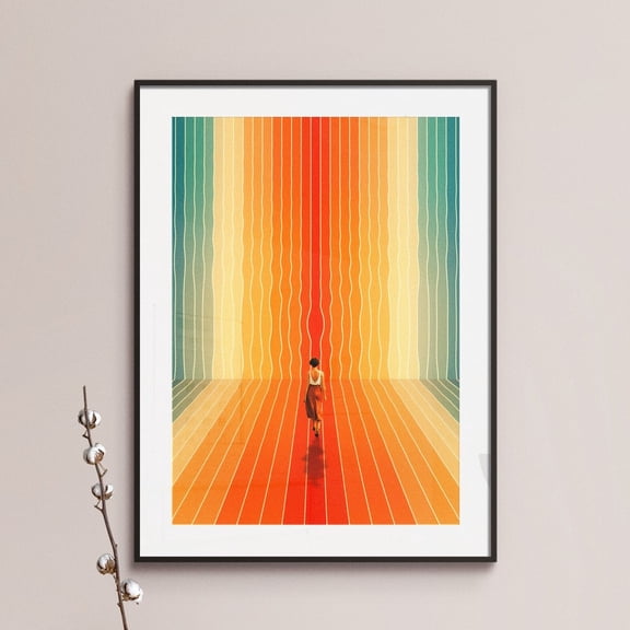Retro-Futuristic Collage Art Print: Optical Illusion Eclectic Wall Decor