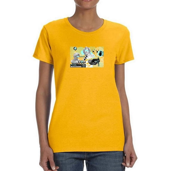 Retro Futuristic Collage T-Shirt Women -Image by Shutterstock, Female 3X-Large