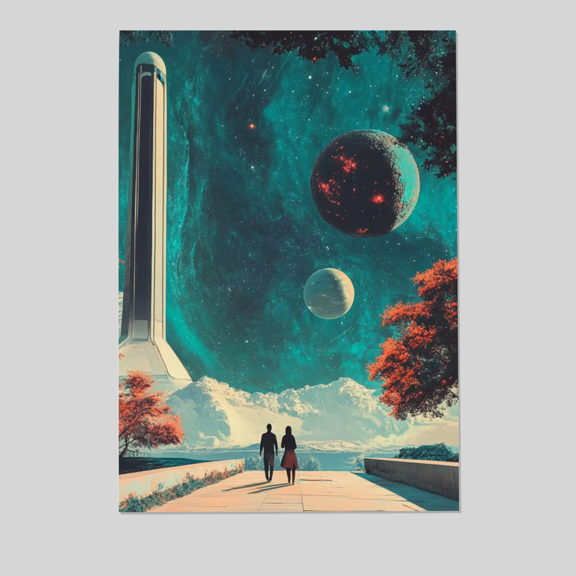 Retro Futuristic Galaxy Park Poster | Midcentury Modern Sci-Fi Wall Art Full Size 24''x36'' The Future Box