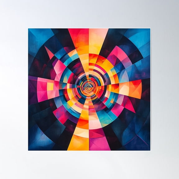 Retro Futuristic Geometric Poster Wall Art, Modern Wall Decor For Living Room Bedroom, 24x24 UNFRAMED