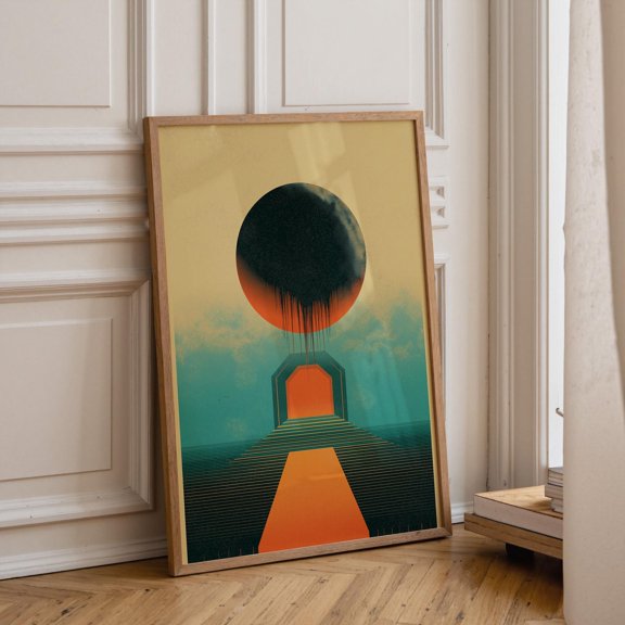 Retro Futuristic Portal Mid Century Space Option Kwc Art Poster , Poster Print Only
