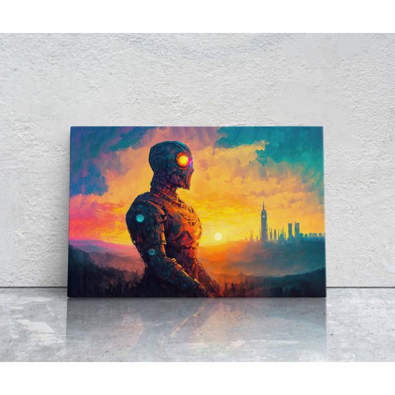 Retro Futuristic Robot Science Fiction Sci Fi Fantasy Portrait Decor Unframed Paper Print